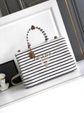 Striped canvas tote bag