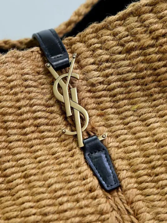 37 raffia woven cowhide bucket bag