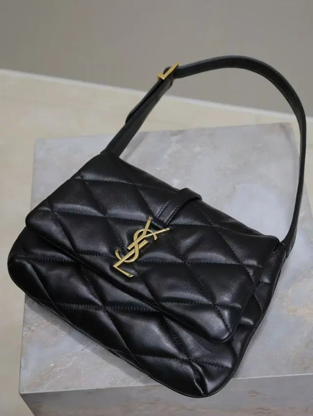 black gold buckle LE 57 series quilted underarm bag