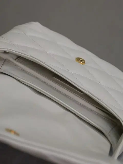 white gold buckle LE 57 series quilted underarm bag