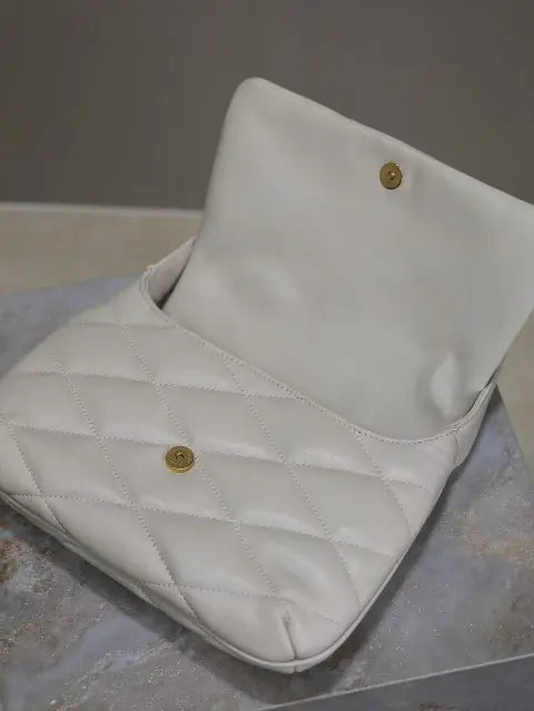 white gold buckle LE 57 series quilted underarm bag