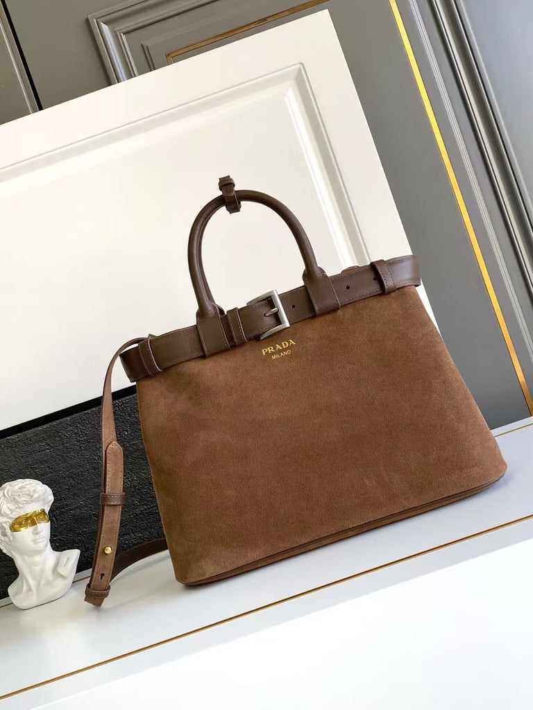 Suede Buckle Handbag