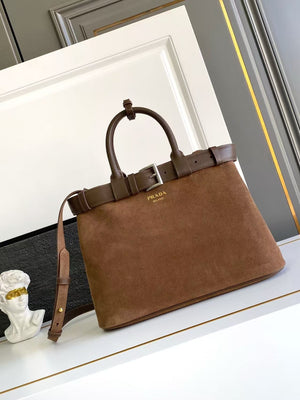 Suede Buckle Handbag