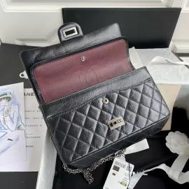 2.55 handbag in distressed calfskin and silver chain