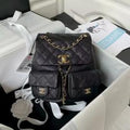 Shiny Caviar Quilted Small Duma PocketsDrawstring Backpack