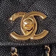 Shiny Caviar Quilted Small Duma PocketsDrawstring Backpack