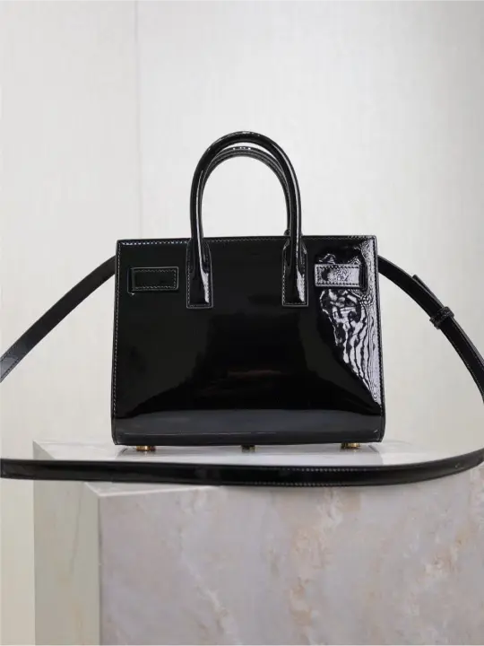 Saint Laurent Sac De Jour black patent leather handbag