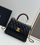Coco Handle Black Quilted Handbag