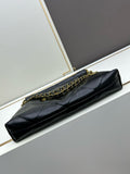 Black quilted chain tote bag