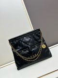 Black quilted chain tote bag