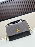 2025 Autumn/Winter Collection Suede and Leather Quilted Handbag