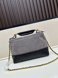 2025 Autumn/Winter Collection Suede and Leather Quilted Handbag
