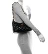 Shiny Crumpled Lambskin Quilted Medium CC Funky Town Hobo Black