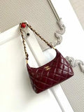 Shiny Crumpled Lambskin Quilted Medium CC Funky Town Hobo Black