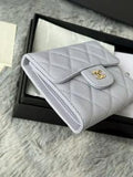 Cowhide CF 3-fold short wallet