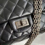 2.55 handbag in distressed calfskin and silver chain