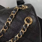 Shiny Caviar Quilted Small Duma PocketsDrawstring Backpack