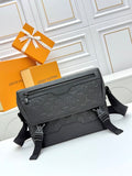 Black embossed leather men's bags collection