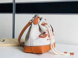 Beige Cotton And LinenMini Shoulder Bag