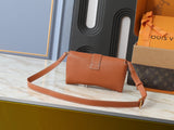 Brown leather lock handbag collection