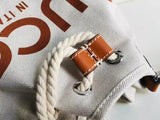 Beige Cotton And LinenMini Shoulder Bag