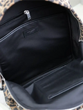 City Backpack in Leopard Print Velvet and Leather