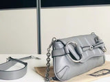 Horsebit chain leather handbag