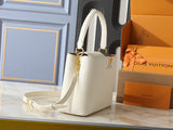 White leather V-logo handbag series