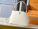 White leather V-logo handbag series