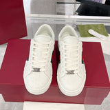 Women's Ace Series White Leather GG Embossed Sneakers (with Woven Straps)| 757943 AACAG 9055
