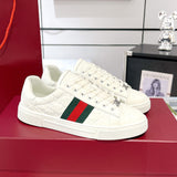 Women's Ace Series White Leather GG Embossed Sneakers (with Woven Straps)| 757943 AACAG 9055