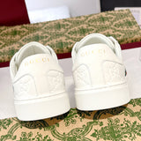 Women's Ace Series White Leather GG Embossed Sneakers (with Woven Straps)| 757943 AACAG 9055