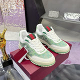 Re-Web Series Sneakers (Men's), Classic GG Canvas, Green/Ivory Patchwork|  787476 AADHW 9573