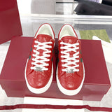 Ace Series Red GG Embossed Leather Women's Sneakers| 757943 AADSP 6247