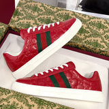 Ace Series Red GG Embossed Leather Women's Sneakers| 757943 AADSP 6247