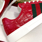 Ace Series Red GG Embossed Leather Women's Sneakers| 757943 AADSP 6247