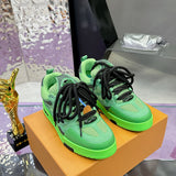 Skate Sneakers in Green Satin Leather and Technical Mesh |1AC520
