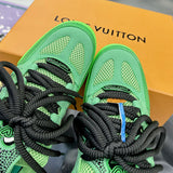 Skate Sneakers in Green Satin Leather and Technical Mesh |1AC520