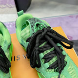 Skate Sneakers in Green Satin Leather and Technical Mesh |1AC520