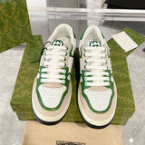 Men's MAC80 Series White and Green Calfskin Patchwork Sneakers |749896 AAB79 9148