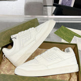 Screener Series Men's All-White Perforated Leather Low-Top Sneakers |798785 AADU0 9094