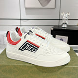 Men's Basket Series White/Red Leather Sneakers| 697882 2SHJ0 9090
