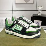 Women's MAC80 Interlocking G Black and Green Leather and Fabric Sneakers| 749896 AAB79 9148