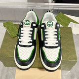 Men's MAC80 Interlocking G Black and Green Leather and Fabric Sneakers| 749896 AAB79 9148
