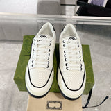 MAC80 Series Black and White Leather Interlocking Double G Women's Sneakers |747914 AAB79 9151
