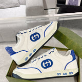 MAC80 Series Women's Low-Top Sneakers (Off-White and Blue Leather) |778301 AAB79 4542