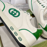 MAC80 Series Interlocking Double G Leather Women's Sneakers (White/Green Colorway) |749909 AAB79 9148