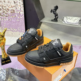 Men's Trainer Sneakers Black Embossed Calfskin Yellow/Ochre Lining |1AHTSW