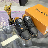 Men's Trainer Sneakers Black Embossed Calfskin Yellow/Ochre Lining |1AHTSW