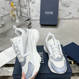 B22 Men's White/Silver Technical Mesh and Smooth Cowhide Low-Top Sneakers |3SN231YJG_H000